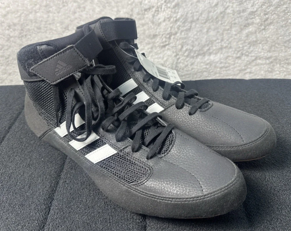 Adidas HVC 2 Black Wrestling Combat Shoes MMA Black & White - AQ3325 - Size 14.5